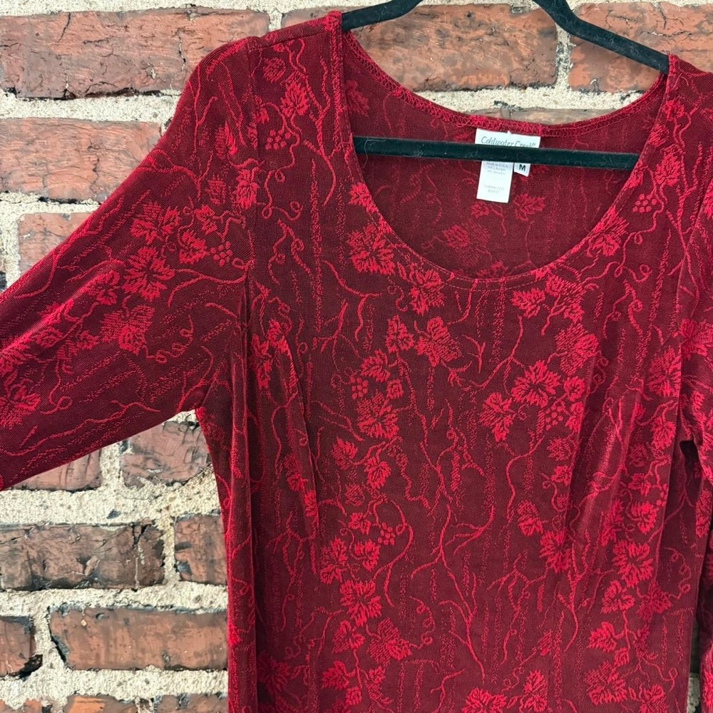Elegant Red Long Sleeve Dress - Picture 4 of 6